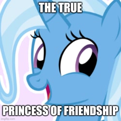 Size: 500x500 | Tagged: safe, imported from derpibooru, trixie, caption, image macro, op is a trixie fan, princess of friendship, shitposting, text