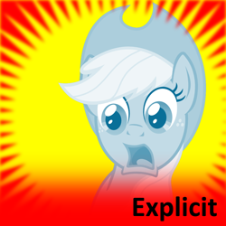 Size: 1024x1024 | Tagged: safe, imported from ponybooru, applejack, pony, derpibooru, .svg available, blue coat, bust, derpibooru exclusive spoiler image, female, mare, meta, official spoiler image, open mouth, shocked expression, simple background, solo, spoiler image, spoilered image joke, svg, text, two toned mane, vector, wide eyes