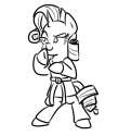 Size: 109x125 | Tagged: safe, artist:star, imported from ponybooru, rarity, pony, unicorn, black and white, clothes, female, grayscale, karate, mare, monochrome, picture for breezies, raised eyebrow, robe, solo