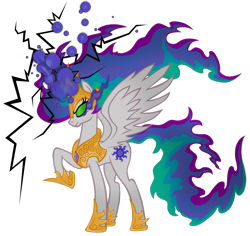 Size: 2522x2377 | Tagged: safe, artist:mr-spider-the-bug, imported from ponybooru, princess celestia, alicorn, pony, + bevor, armor, bevor, chestplate, clothes, color change, corrupted, corrupted celestia, corruptia, criniere, croupiere, crown, cuirass, cutie mark color change, dark, dark celestia, dark magic, dark queen, darkened coat, darkened hair, darklestia, darktia, empress celestia, evil celestia, evilestia, fauld, female, glowing eyes, glowing horn, gorget, greaves, helmet, hoof shoes, horn, jewelry, magic, magic lightning, pauldron, peytral, plackart, possessed, possession, possessive, possesstia, queen celestia, regalia, simple background, sombra eyes, sombra horn, tiara, transparent background, tyrant celestia, wavy hair