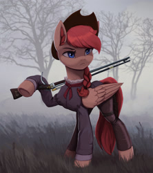Size: 2500x2818 | Tagged: safe, artist:mrscroup, imported from ponybooru, oc, oc only, pegasus, pony, clothes, gun, high res, male, pegasus oc, solo, uniform, weapon, wings