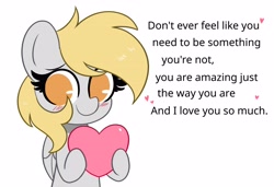 Size: 4096x2804 | Tagged: safe, artist:kittyrosie, imported from derpibooru, derpy hooves, pegasus, pony, blushing, cute, daaaaaaaaaaaw, derpabetes, female, heart, looking at you, no pupils, positive ponies, smiling, smiling at you, solo, truth
