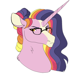 Size: 900x900 | Tagged: safe, artist:arexstar, imported from derpibooru, oc, oc only, pony, unicorn, blaze (coat marking), bust, coat markings, facial markings, female, glasses, mare, oc name needed, oc needed, portrait, simple background, solo, transparent background