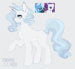 Size: 2108x1956 | Tagged: safe, artist:pandemiamichi, imported from derpibooru, rarity, trixie, oc, pony, unicorn, female, magical lesbian spawn, mare, offspring, parent:rarity, parent:trixie, parents:rarixie
