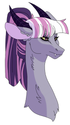 Size: 1280x2278 | Tagged: safe, artist:pastelhound, imported from derpibooru, oc, oc only, oc:pandora, draconequus, hybrid, pandoraverse, bust, draconequus oc, female, interspecies offspring, offspring, parent:discord, parent:twilight sparkle, parents:discolight, simple background, solo, transparent background