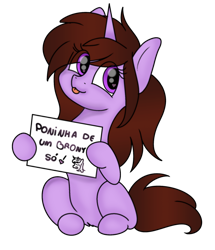 Size: 1632x1896 | Tagged: safe, artist:synthsparkle, imported from derpibooru, oc, oc only, oc:synth sparkle, pony, unicorn, cute, message, portuguese, solo