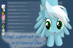 Size: 847x562 | Tagged: safe, artist:ask-fleetfoot, imported from derpibooru, fleetfoot, pegasus, pony, alternate hairstyle, ask-fleetfoot, blue coat, blue mane, blue tail, female, green eyes, mare, show accurate, solo, tail, tumblr, two toned mane, white mane, white tail, wings