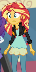 Size: 302x593 | Tagged: safe, imported from derpibooru, screencap, rarity, sunset shimmer, eqg summertime shorts, equestria girls, get the show on the road, cropped, geode of empathy, magical geodes