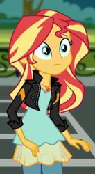 Size: 244x445 | Tagged: safe, imported from derpibooru, screencap, sunset shimmer, eqg summertime shorts, equestria girls, get the show on the road, cropped, solo