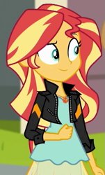 Size: 355x586 | Tagged: safe, imported from derpibooru, screencap, sunset shimmer, eqg summertime shorts, equestria girls, get the show on the road, cropped, geode of empathy, magical geodes, solo