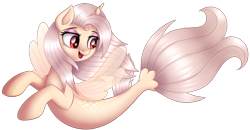 Size: 2102x1096 | Tagged: safe, artist:kruszyna25, artist:kruszynka25, imported from derpibooru, oc, oc only, alicorn, seapony (g4), my little pony: the movie, clothes, colored pupils, dorsal fin, female, fin wings, fish tail, flowing mane, flowing tail, horn, open mouth, red eyes, seaponified, see-through, simple background, smiling, solo, species swap, tail, transparent background, vector, wings