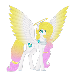 Size: 2475x2525 | Tagged: safe, artist:gloriaartist, artist:starflightsparkleyt, imported from derpibooru, oc, oc only, oc:angel light, pegasus, pony, colored wings, colored wingtips, female, halo, mare, simple background, solo, transparent background, wings