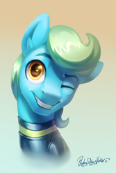 Size: 2000x3000 | Tagged: safe, artist:jedayskayvoker, imported from derpibooru, oc, oc only, oc:sea glow, pony, bust, cute, gradient background, icon, looking at you, male, portrait, smiling, solo, stallion, wetsuit