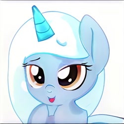 Size: 1024x1024 | Tagged: safe, artist:thisponydoesnotexist, imported from derpibooru, pony, ai content, ai generated, generator:thisponydoesnotexist, horn, neural network, open mouth, simple background, solo, white background