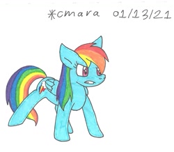 Size: 1141x993 | Tagged: safe, artist:cmara, imported from derpibooru, rainbow dash, pegasus, pony, angry, female, gritted teeth, mare, simple background, solo, traditional art, white background