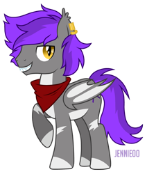 Size: 1019x1200 | Tagged: safe, artist:jennieoo, imported from derpibooru, oc, oc only, oc:vuldarion, bat pony, pony, vampire, vampony, clothes, fangs, looking at you, piercing, scarf, show accurate, simple background, smiling, solo, transparent background, vector