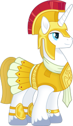 Size: 5000x8640 | Tagged: safe, artist:negatif22, imported from derpibooru, prince blueblood, pony, unicorn, armor, armor skirt, clothes, fantasy class, knee pads, male, movie accurate, royalty, simple background, skirt, solo, stallion, transparent background, vector, warrior