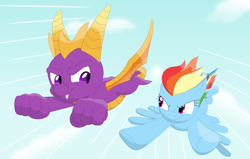 Size: 3525x2244 | Tagged: safe, artist:porygon2z, imported from derpibooru, rainbow dash, crossover, spyro the dragon, spyro the dragon (series)