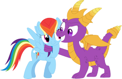 Size: 3581x2328 | Tagged: safe, artist:porygon2z, imported from derpibooru, rainbow dash, dragon, pegasus, pony, crossover, spyro the dragon, spyro the dragon (series)