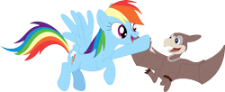 Size: 3576x1462 | Tagged: safe, artist:porygon2z, imported from derpibooru, rainbow dash, crossover, dink the little dinosaur, flapper