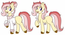 Size: 3700x2000 | Tagged: safe, artist:nate-doodles, imported from ponybooru, oc, oc only, oc:red rose, earth pony, pony, blank flank, clothes, ear fluff, ears, female, hooves, mare, open mouth, simple background, solo, sweater, turtleneck, white background