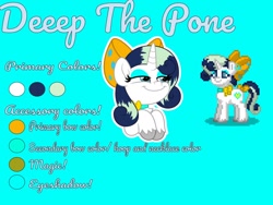 Size: 960x720 | Tagged: safe, artist:jhayarr23, edit, imported from ponybooru, oc, oc only, oc:deeep dope, pony, unicorn, pony town, bow, chest fluff, choker, eyeshadow, female, lidded eyes, makeup, mare, reference sheet, smiling, smirk, smug, solo, tail bow