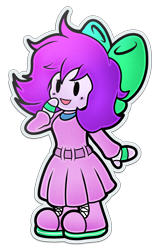 Size: 2173x3398 | Tagged: safe, artist:clarissa arts, imported from derpibooru, oc, oc only, oc:mable syrup, human, boots, bow, clothes, deaf, dress, humanized, paper mario, purple hair, shoes, simple background, socks, solo, striped socks, stylized, transparent background