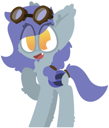 Size: 1491x1750 | Tagged: safe, artist:moonydusk, imported from derpibooru, oc, oc only, oc:sandy shoals, bat pony, pony, derpibooru community collaboration, 2021 community collab, bat pony oc, bat wings, cute, female, filly, goggles, simple background, solo, solo female, transparent background, wings, young, younger