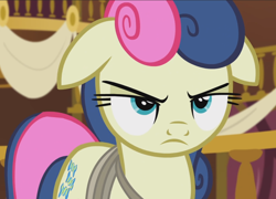 Size: 1306x938 | Tagged: safe, imported from derpibooru, screencap, bon bon, sweetie drops, earth pony, pony, season 5, slice of life (episode), close-up, cropped, determined, floppy ears, solo