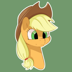 Size: 1500x1500 | Tagged: safe, artist:aquaticvibes, imported from derpibooru, applejack, earth pony, pony, female, green background, mare, simple background, solo, white outline