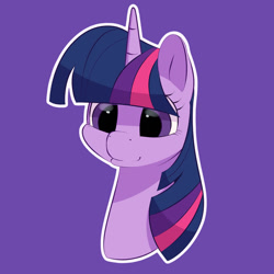 Size: 1500x1500 | Tagged: safe, artist:aquaticvibes, imported from derpibooru, twilight sparkle, pony, female, mare, purple background, simple background, solo, white outline