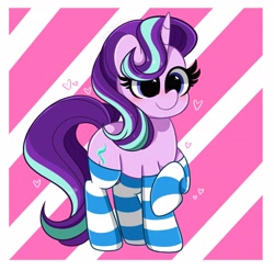 Size: 4096x4028 | Tagged: safe, artist:kittyrosie, imported from derpibooru, starlight glimmer, pony, unicorn, blushing, clothes, cute, female, glimmerbetes, mare, socks, solo, striped socks