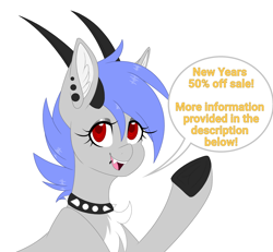 Size: 2500x2308 | Tagged: safe, artist:melodytheartpony, imported from derpibooru, oc, oc:melody silver, dracony, dragon, hybrid, pony, advertisement, collar, commission, commission info, commissions open, female, feral, fluffy, horns, spiked collar, spiky collar
