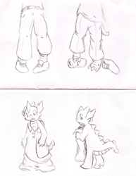 Size: 1590x2060 | Tagged: safe, artist:maxsilverfox, imported from derpibooru, dragon, human, comic:meeting, clothes, human to dragon, male, shoes, solo, transformation, transformation sequence
