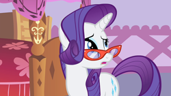 Size: 1920x1080 | Tagged: safe, imported from derpibooru, screencap, rarity, pony, unicorn, for whom the sweetie belle toils, female, glasses, mare, solo