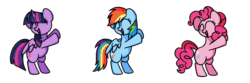 Size: 1500x500 | Tagged: safe, artist:sugar morning, edit, imported from derpibooru, pinkie pie, rainbow dash, twilight sparkle, alicorn, earth pony, pegasus, pony, adorkable, animated, bipedal, cute, dancing, dashabetes, diapinkes, dork, eyes closed, female, frame by frame, gif, mare, ponk, simple background, solo, transparent background, twiabetes, twilight sparkle (alicorn), weapons-grade cute