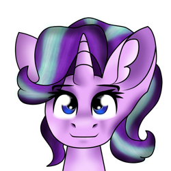 Size: 1024x1024 | Tagged: safe, artist:winterfloof, imported from derpibooru, starlight glimmer, pony, unicorn, bust, digital art, female, horn, looking at you, mare, portrait, simple background, smiling, smiling at you, solo, transparent background