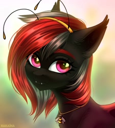 Size: 1800x2000 | Tagged: safe, artist:hakaina, imported from derpibooru, oc, oc only, bat pony, bee, insect, bat pony oc, bat wings, blurred background, blurry background, sammy, wings