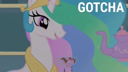 Size: 1920x1080 | Tagged: safe, edit, edited screencap, editor:quoterific, imported from derpibooru, screencap, princess celestia, pony, a bird in the hoof, season 1, gotcha, solo