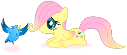 Size: 7894x3440 | Tagged: safe, artist:cirillaq, imported from derpibooru, fluttershy, pony, absurd resolution, female, filly, filly fluttershy, gradient mane, lying down, meta, prone, simple background, solo, transparent background, twitter, vector, younger