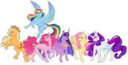 Size: 3775x1917 | Tagged: safe, artist:copshop, imported from derpibooru, applejack, fluttershy, pinkie pie, rainbow dash, rarity, twilight sparkle, alicorn, earth pony, pegasus, pony, unicorn, mane six, raised hoof, simple background, transparent background, twilight sparkle (alicorn)