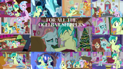 Size: 1958x1102 | Tagged: safe, edit, edited screencap, editor:quoterific, imported from derpibooru, screencap, berry blend, berry bliss, fluttershy, gallus, harry, huckleberry, iron will, ocellus, sandbar, silverstream, smolder, strawberry scoop, sugar maple, summer meadow, yona, yak, a matter of principals, school daze, school raze, she's all yak, the end in friend, the hearth's warming club, uprooted, book, christmas, christmas tree, female, friendship student, holiday, male, ocelbar, school of friendship, shipping, straight, student six, tree, treehouse of harmony