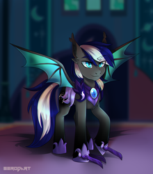 Size: 2500x2841 | Tagged: source needed, safe, artist:serodart, imported from derpibooru, oc, bat pony, pony, armor, bat pony oc, bat wings, commission, night guard, night guard armor, solo, wings