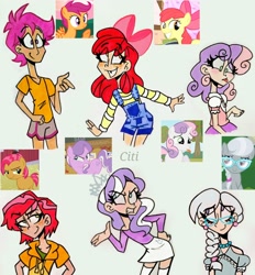 Size: 2472x2662 | Tagged: safe, artist:citi, imported from derpibooru, screencap, apple bloom, babs seed, diamond tiara, scootaloo, silver spoon, sweetie belle, human, crusaders of the lost mark, cutie mark crusaders, humanized, scene interpretation, screencap reference, tongue out