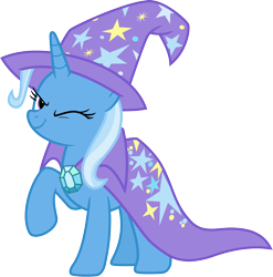 Size: 3000x3041 | Tagged: safe, artist:jeatz-axl, imported from derpibooru, trixie, pony, unicorn, no second prances, cape, clothes, female, hat, mare, one eye closed, raised hoof, simple background, solo, transparent background, trixie's cape, trixie's hat, vector, wink