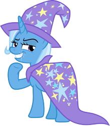 Size: 3000x3417 | Tagged: safe, artist:jeatz-axl, imported from derpibooru, trixie, pony, unicorn, no second prances, cape, clothes, female, grin, hat, mare, simple background, smiling, solo, transparent background, trixie's cape, trixie's hat, vector