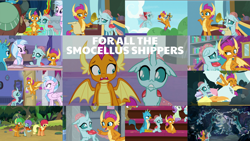 Size: 1958x1102 | Tagged: safe, edit, edited screencap, editor:quoterific, imported from derpibooru, screencap, applejack, clever musings, cozy glow, gallus, ocellus, peppermint goldylinks, sandbar, silverstream, smolder, violet twirl, yona, yak, 2 4 6 greaaat, a matter of principals, non-compete clause, school daze, school raze, the hearth's warming club, the last problem, uprooted, what lies beneath, butt, changeling x dragon, female, friendship student, helmet, lesbian, older, older ocellus, older smolder, paddle, pillow, plot, school of friendship, sextant, shipping, smolcellus, student six