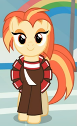 Size: 309x505 | Tagged: safe, imported from derpibooru, screencap, shimmy shake, earth pony, pony, 2 4 6 greaaat, cheerleader, cheerleader outfit, clothes, cropped, cute, female, gym, lidded eyes, mare, smiling, solo