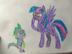 Size: 4032x3024 | Tagged: safe, artist:slamjam, imported from derpibooru, spike, twilight sparkle, alicorn, pastel, traditional art, twilight sparkle (alicorn)