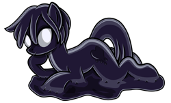 Size: 3252x1967 | Tagged: safe, artist:andrevus, imported from derpibooru, oc, oc only, oc:melting heart, goo, goo pony, latex pony, original species, latex, liquid latex, looking at you, puddle, show accurate, simple background, solo, sultry pose, transparent background